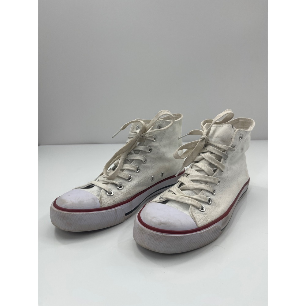 White Canvas High Top Sneakers‎ ZY-K21020 Lace Up Athletic Shoes Mens 7 Womens 9